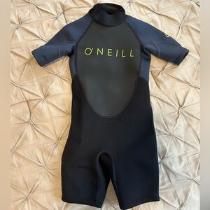 O'Neill Black and Green Rashguard Swim Top
